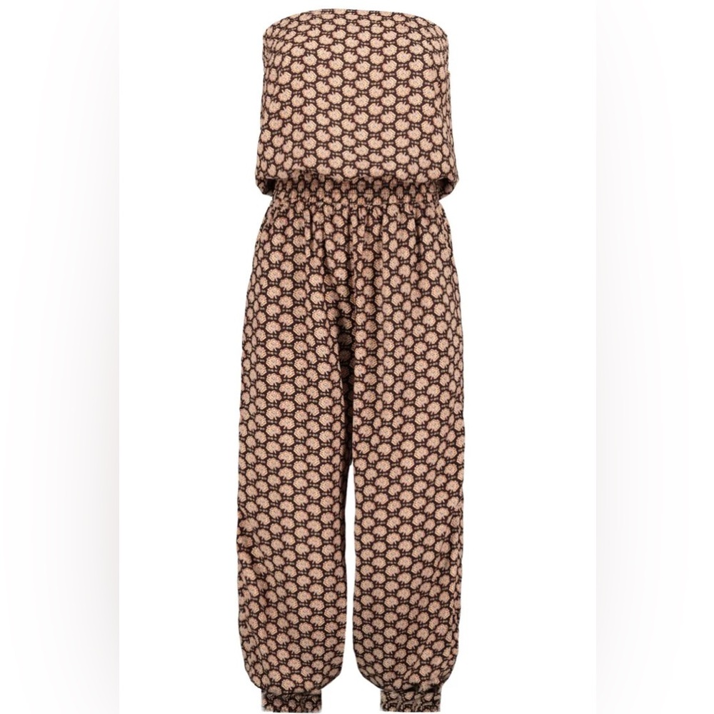 Pia Jumpsuit: Stylish Brown Patterned Jumpsuit